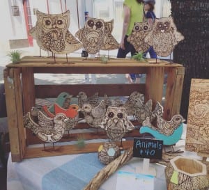 Wood burned flock in my Arts Fest booth