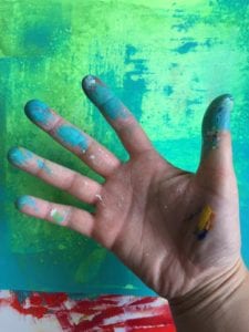 My messy and happy paint hand.